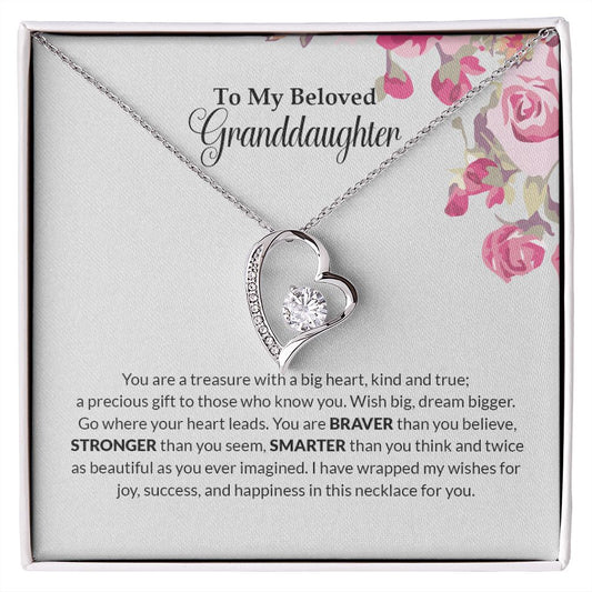 To My Beloved Granddaughter | You Are Braver & Stronger - Forever Love Necklace