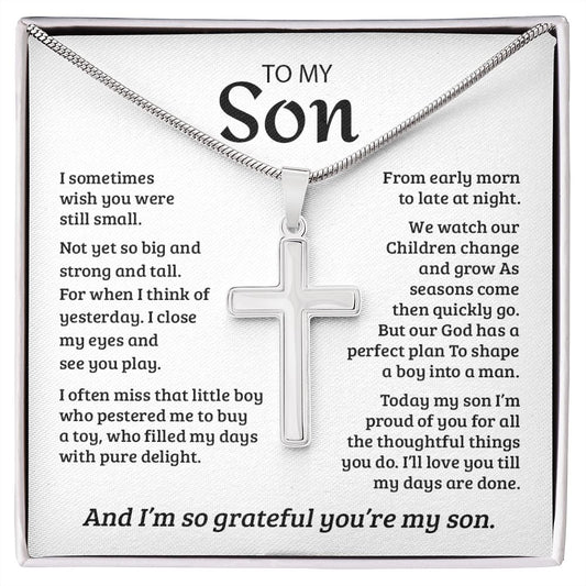 To My Son | I'm So Grateful You're My Son - Stainless Steel Cross Necklace
